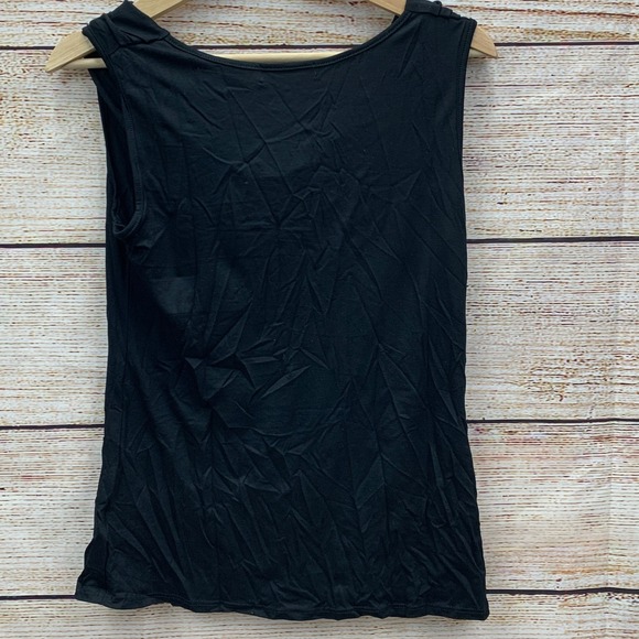 Amore AllFY Black Ruched Cowl Neck Sleeveless Stretch Tank Top Medium - Picture 2 of 7